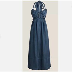 J Crew Collection Dress Womens 6 Navy Halter Maxi Gown Formal Evening Wedding